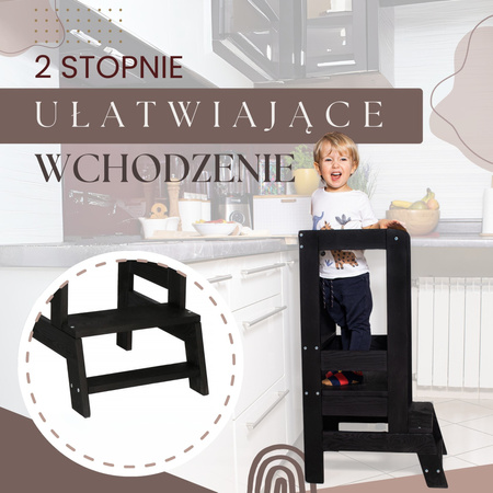 Kitchen helper, pomocnik kuchenny, podest dla dzieci 90 cm czarny