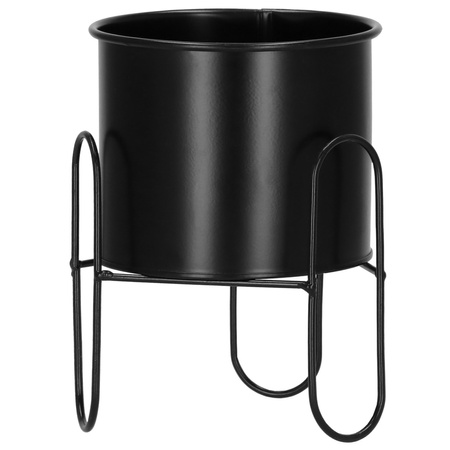 Stojak na kwiaty 18 cm z doniczką nowoczesny kwietnik loft czarny mat