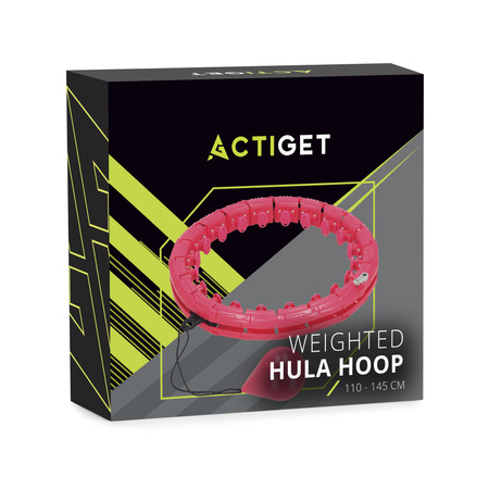 Hula hop cardio, fitness składane z obciążeniem i wypustkami masującymi, czerwone