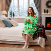Bluza koc damska 2w1 kocobluza z kapturem ciepła oversize szlafrok futrzak awokado