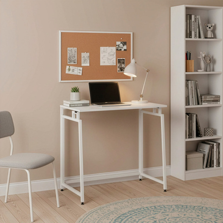 Biurko gabinetowe, stolik do nauki składany, komputerowy 80 cm drewniane, białe
