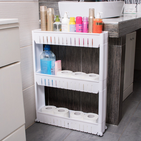 Mobilny regał na kółkach szafka łazienkowa 3 półki biały