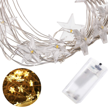 Lampki dekoracyjne 20 LED druciki gwiazdki biały ciepły