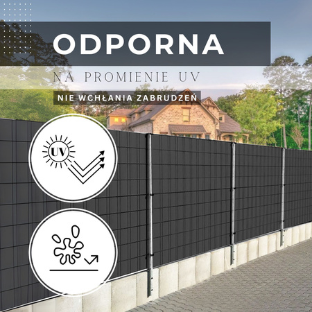 Taśma ogrodzeniowa PVC 35m x 19 cm 450 g/m2 z klipsami mocującymi 20 szt. antracyt