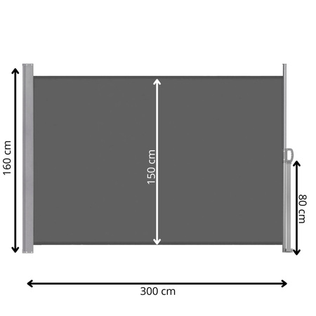 Markiza boczna tarasowa 300x160 cm roleta na balkon przesuwana osłona grafitowa