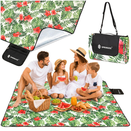 Koc piknikowy 200x160cm koc na plaże kwiaty