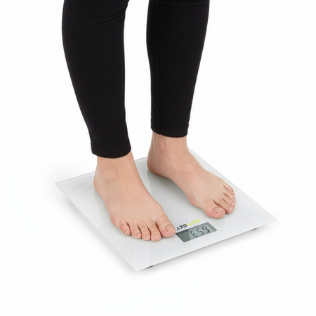 Waga łazienkowa, domowa do 150 kg elektroniczna, ze szkła hartowanego, biała