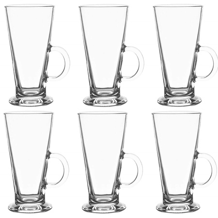 Filiżanki do kawy latte, szklanki do deserów 280 ml z długimi łyżeczkami komplet 6 szt. 