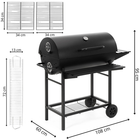 Grill na węgiel zamykany, grill ogrodowy do BBQ i grillowania