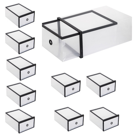 Organizer na buty z otwieraną szufladą 35x23x12 cm pudełko na buty przezroczyste