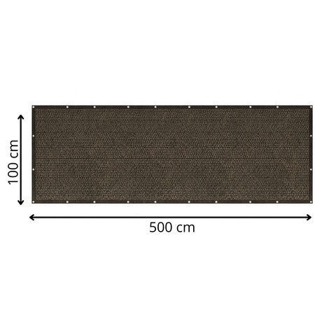 Osłona balkonowa, maskująca 100x500 cm mata na balkon zacieniająca 95% brązowa