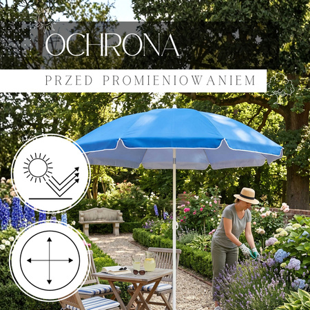 Parasol plażowy 240cm parasol ogrodowy niebieski