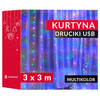 Kurtyna świetlna girlanda, lampki druciki 300 LED wewnętrzno-zewnętrzne z programatorem multikolor