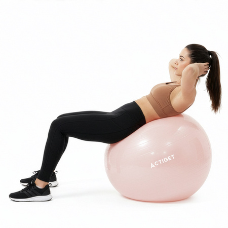 Piłka fitness 65 cm do ćwiczeń pilates i jogi z pompką, gimnastyczna, pudrowy róż