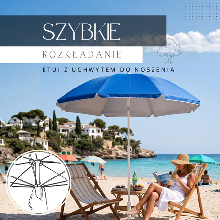 Parasol plażowy 240cm parasol ogrodowy niebieski