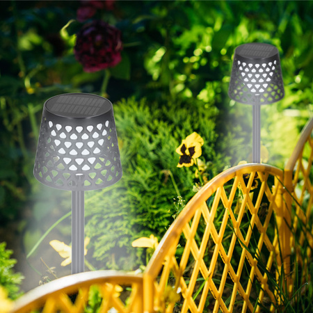 Lampa ogrodowa solarna LED 5w1 ażurowy kinkiet z 3 trybami świecenia czarny
