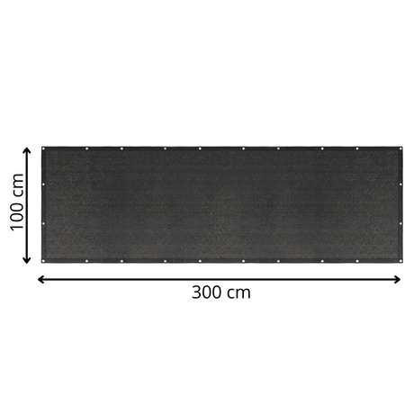 Osłona balkonowa, zacieniająca 95% 100x300 cm mata na balkon, maskująca, antracytowa
