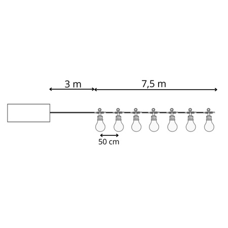 Lampki żarówki 15 Led oświetlenie choinkowe zewnętrzne solarne 10,5 m multikolor