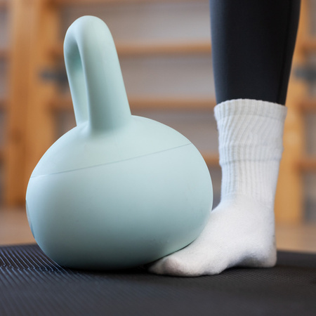 Kettlebell miękki 6 kg ciężar do ćwiczeń, kula treningowa, fitness, turkusowy
