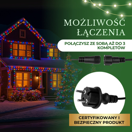 Lampki choinkowe 25,5 m multikolor 300 led oświetlenie świąteczne IP44