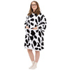 Bluza koc damska 2w1 kocobluza z kapturem ciepła oversize szlafrok futrzak czarno-biała