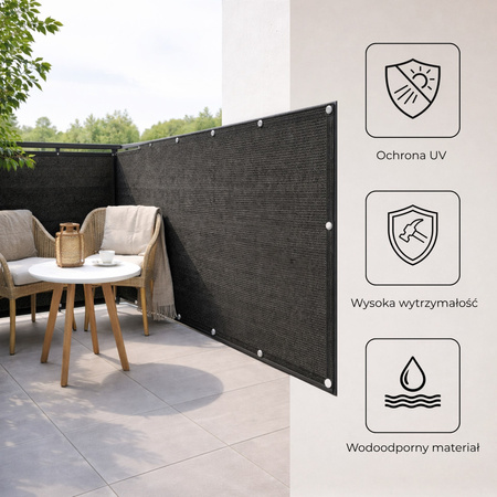 Osłona na balkon 1x7 m maskująca mata balkonowa zacieniająca 95% z opaskami antracyt