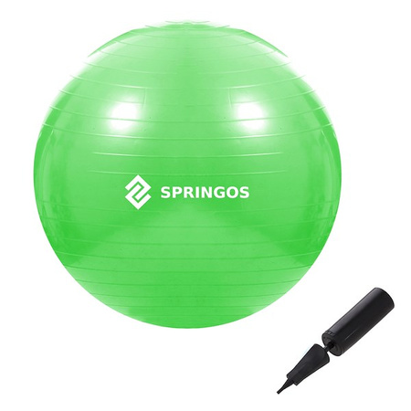 Piłka rehabilitacyjna do ćwiczeń 65cm gimnastyczna z pompką fitness zielona