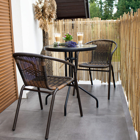 Stolik ogrodowy okrągły na balkon metal i szkło czarny
