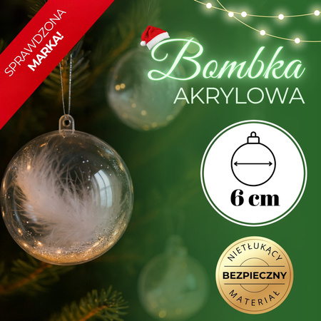 Bombki akrylowe 6cm kula plastikowa decoupage zestaw 2 szt.
