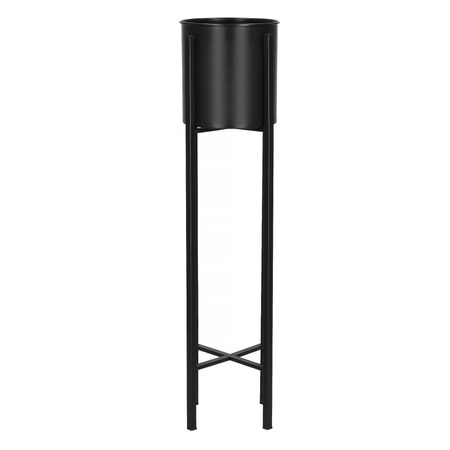 Stojak na kwiaty 74 cm metalowy czarny kwietnik z doniczką