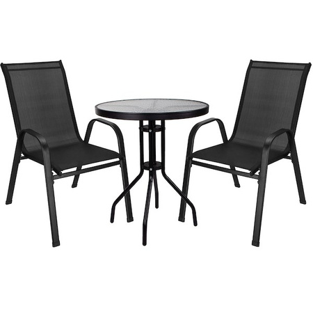 Meble tarasowe metalowe zestaw dla 2 osób stolik kawowy 2 krzesła czarny  