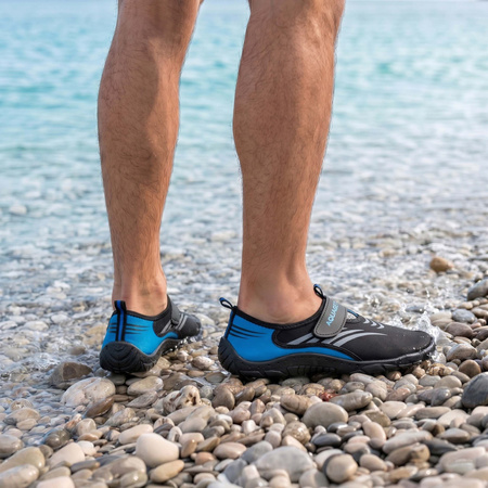 Buty do wody, pływania męskie 43 obuwie plażowe, szybkoschnące, czarno-niebieskie