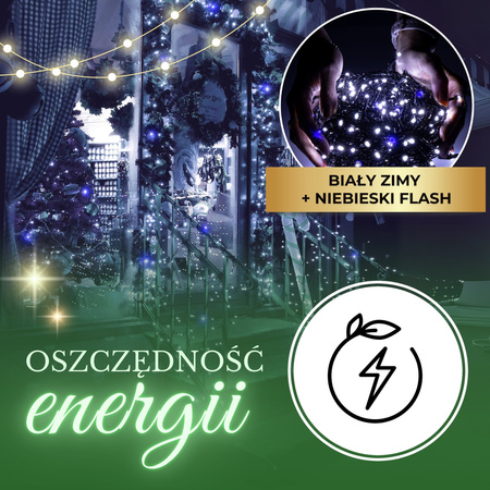 Lampki choinkowe 41,5 m zimny biały+ niebieski flash 500 led oświetlenie świąteczne IP44