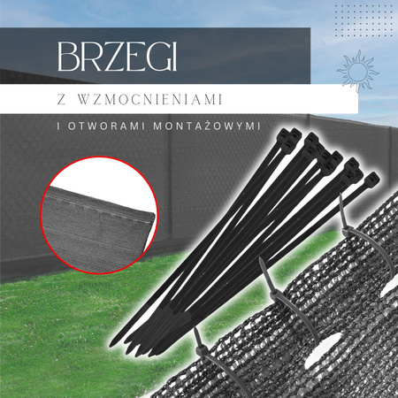 Siatka cieniująca 90% 1,5x50m osłona na ogrodzenie 1,5x50m jasny antracyt 200 szt. opasek