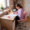 Krzesło obrotowe biurowe fotel na kółkach do komputera ergonomiczny regulowany różowy