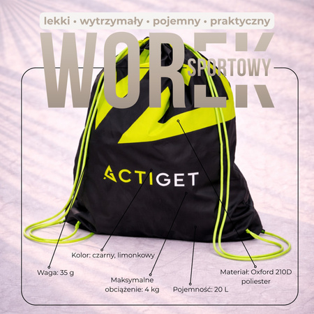 Worek plecak na buty odzież sportową torba ze ściągaczem na trening 20 L
