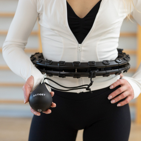Hula hop cardio, fitness składane z obciążeniem i wypustkami masującymi, czarne