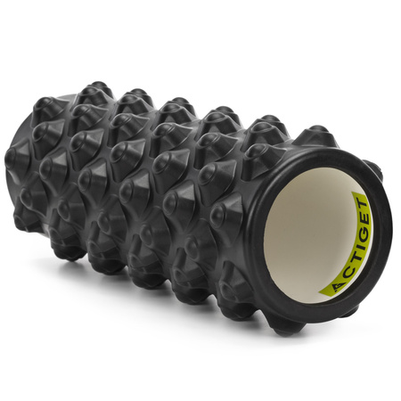 Roller fitness do masażu ciała, masażer piankowy wałek średnio twardy, czarny