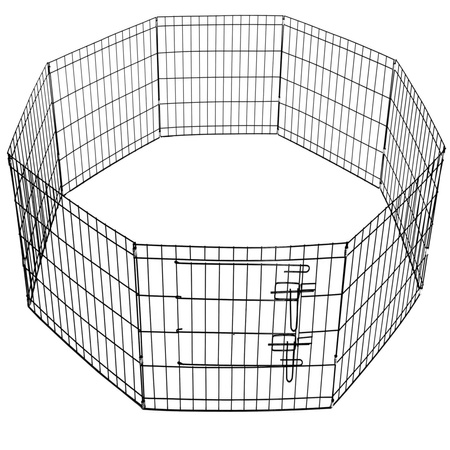 Kojec dla zwierząt metalowy wybieg dla szczeniaków klatka dla psa 155x76 cm czarna
