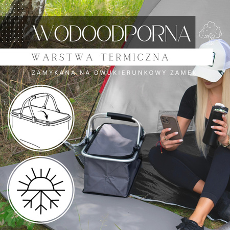Kosz piknikowy 30L torba termiczna na jedzenie kosz termiczny szary