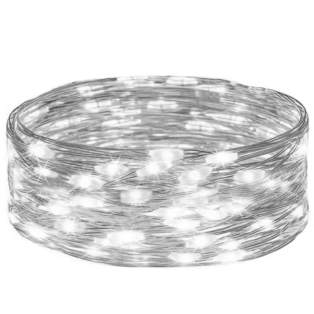 Lampki choinkowe 20 LED druciki mikro na baterie biały zimny
