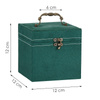 Szkatułka na biżuterię 12x12x12 cm zielony kuferek z przegródkami i lusterkiem welurowy