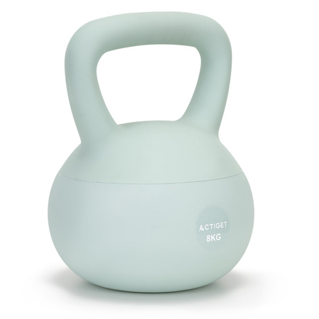 Kettlebell miękki 8 kg ciężar do ćwiczeń, kula treningowa, fitness, turkusowy