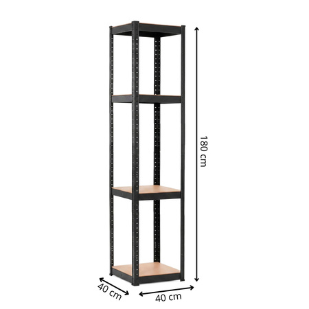 Regał magazynowy, metalowy 180x40x40 cm 4 półki, udźwig 400 kg do garażu, piwnicy 