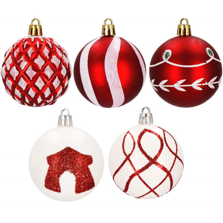 Bombki choinkowe 30 sztuk, czerwone 6 cm, zestaw choinkowy