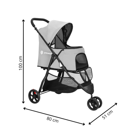 Wózek spacerowy dla zwierząt do 15 kg transporter dla psa, kota czarno - szary