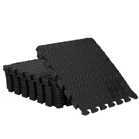 Mata piankowa do ćwiczeń 90x118 cm czarne puzzle pod sprzęt pianka EVA
