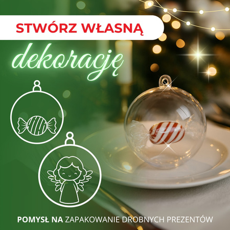 Bombki akrylowe 10cm kula plastikowa decoupage zestaw 12 szt.