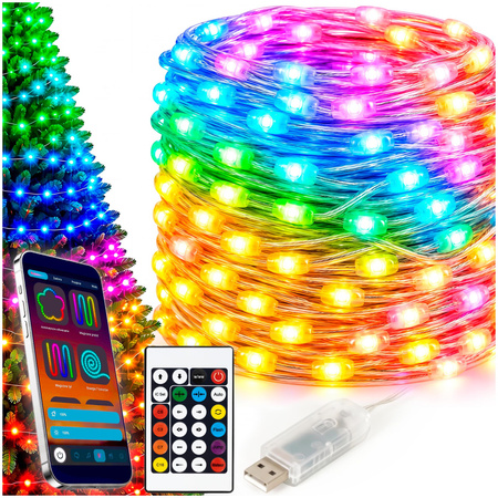 Lampki choinkowe SMART LED 10 m zewnętrzne IP44 100 LED pilot, zmiana kolorów, multikolor