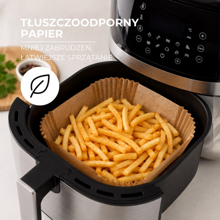 Wkłady do Airfryer 100 szt. 20 x 20 cm papierowe tacki do frytkownicy beztłuszczowej